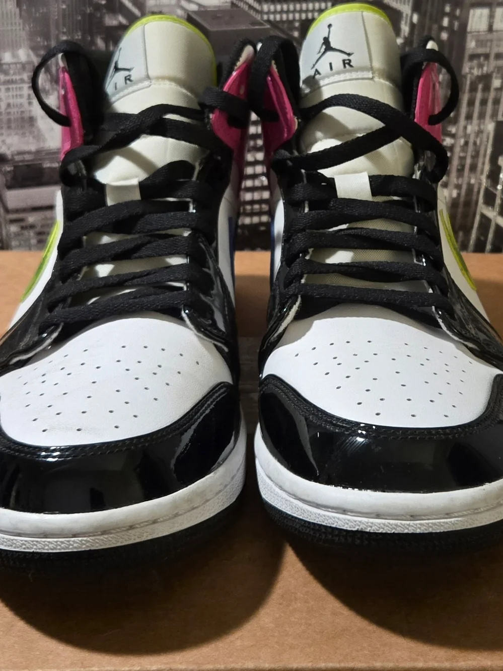 Jordan Men’s High-Top Sneakers Black White Pink Lime